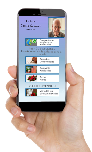 Vista del menú de la app